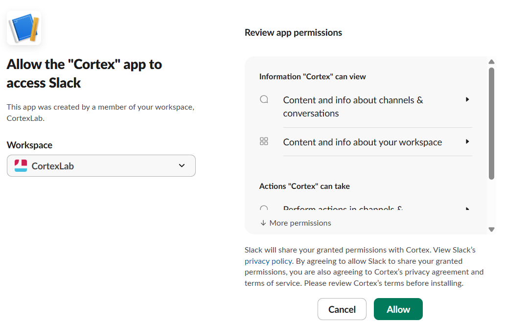 OAuth & Permissions → Install to Workspace