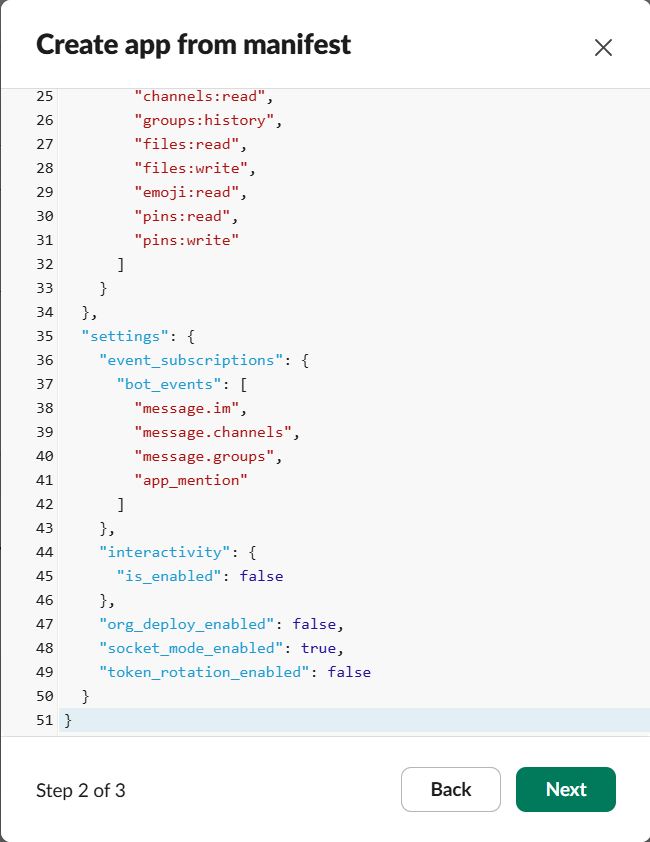 Paste the manifest and pick workspace