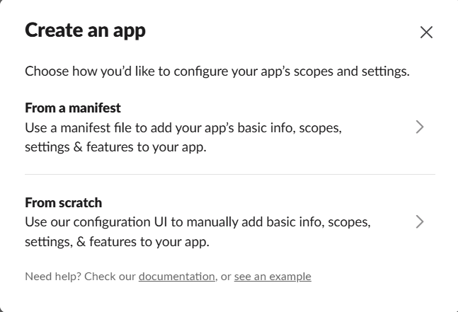 Create New App → From a manifest